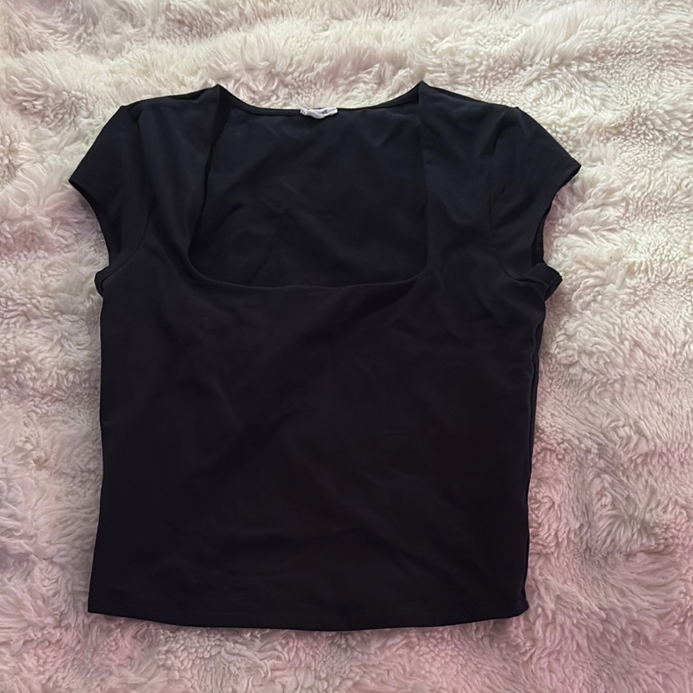 Garage Black Fitted Cap Sleeve T-Shirt